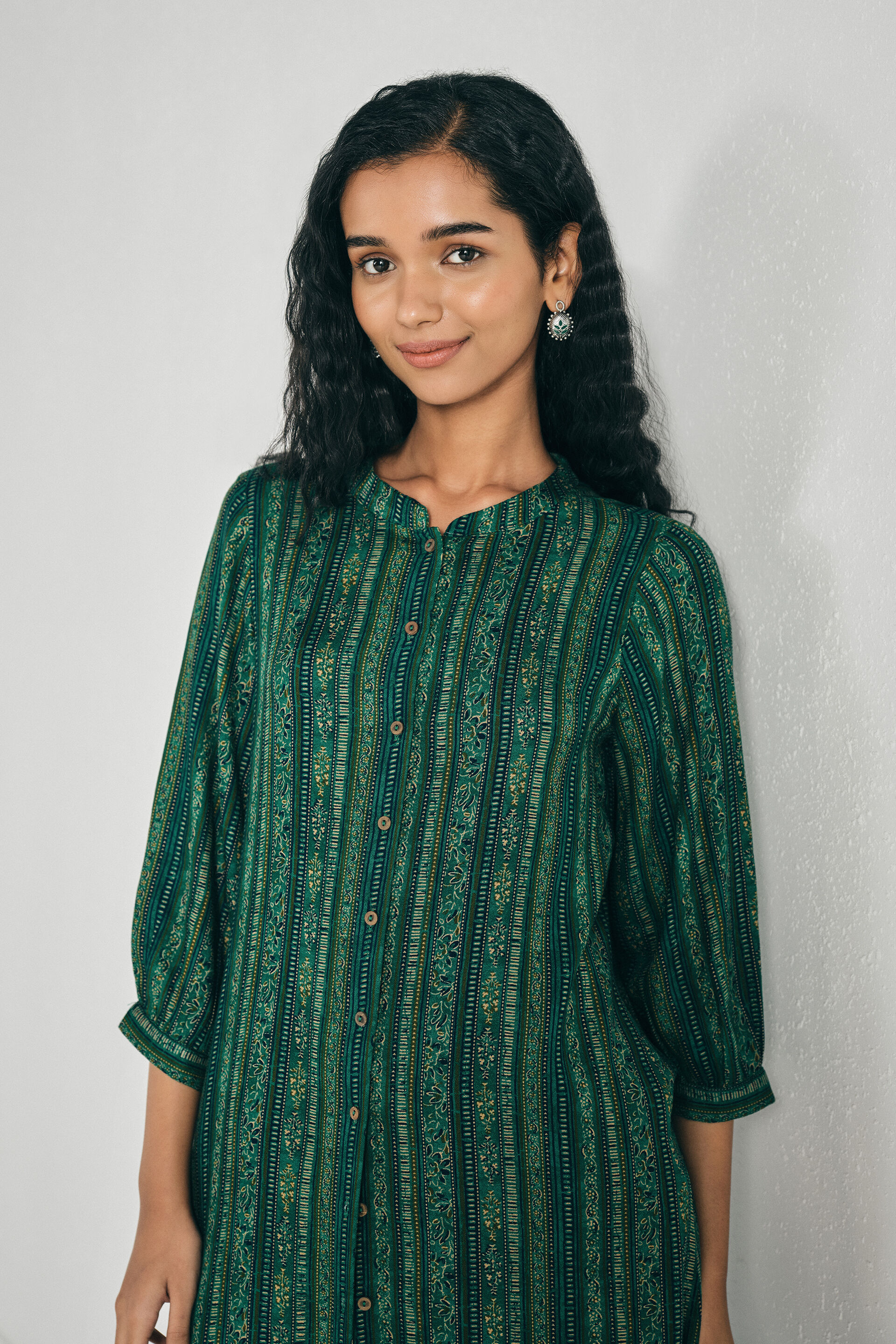 Tamara Teal Cotton Kurta, Green, image 2